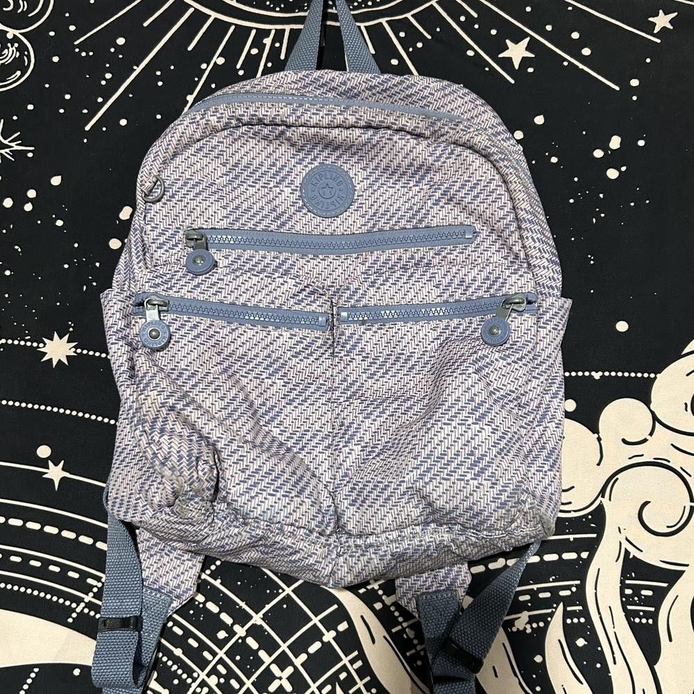 Kipling Backpack Women's Purple Tweed Double Shoulder Strap Inner Pocket Travel